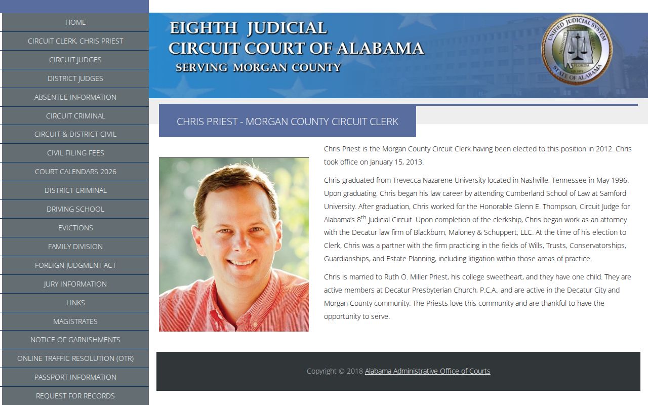 Morgan County court docket Circuit Clerk and relocation notice