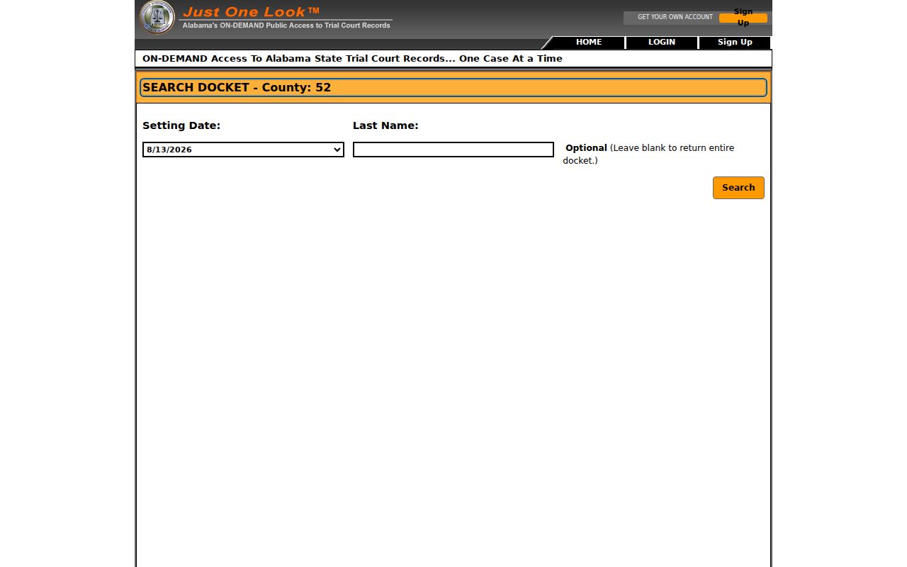 Morgan County case search Docket List fields
