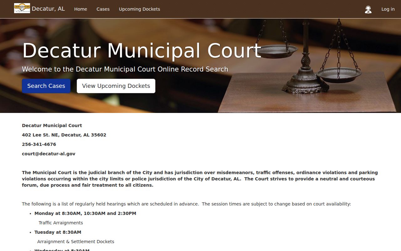 Decatur court docket municipal record search interface