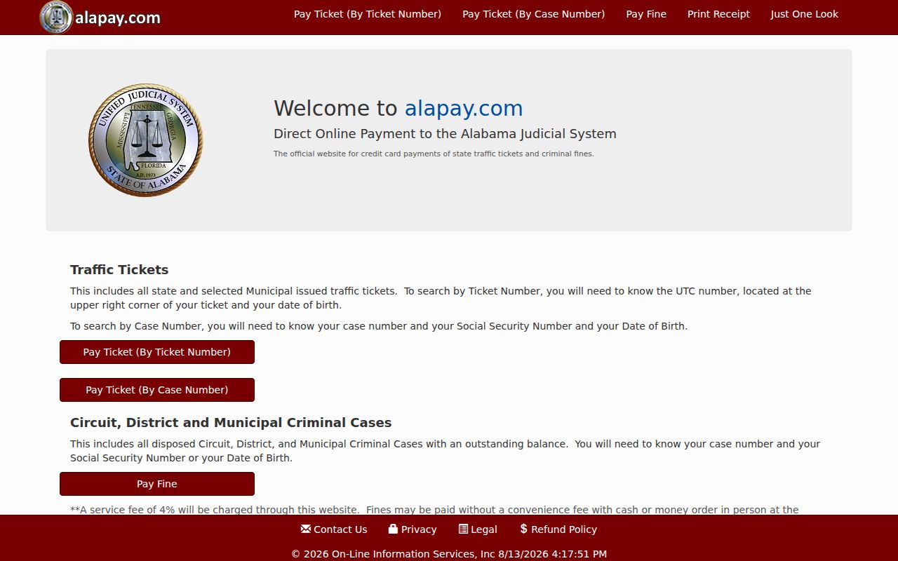 Morgan County traffic court records AlaPay portal