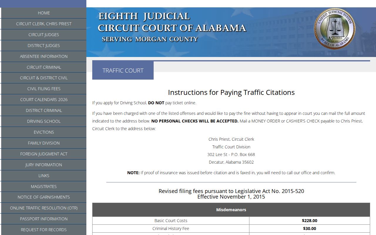 Morgan County traffic court records page