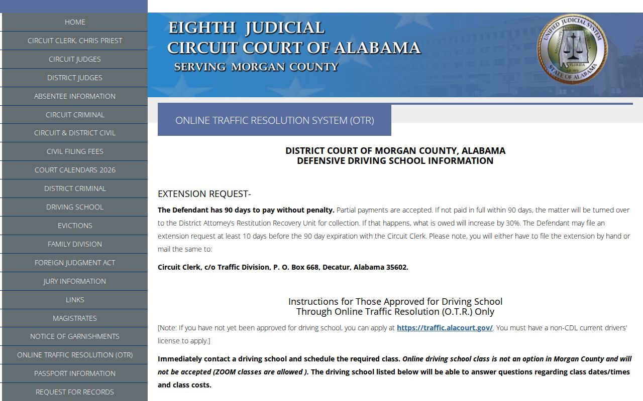 Morgan County traffic court records online resolution